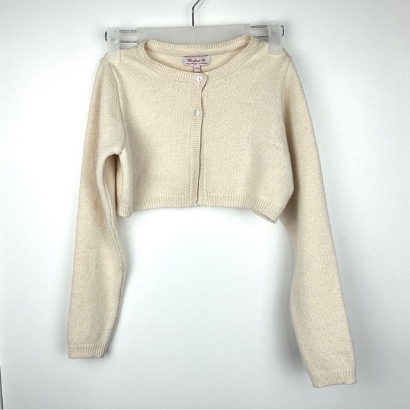 Trotters London Confiture Girls Cropped Cardigan 10/11 Cream Wool Cashmere Blend - Picture 1 of 8